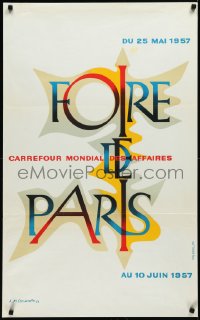 2w0295 FOIRE DE PARIS 24x39 French special poster 1957 stunning & colorful title art by Cassandre!