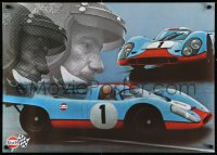 2w0132 GULF PORSCHE 917 2-sided 24x33 Swiss advertising poster 1970s Jo Siffert & schematic of racer!