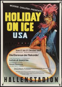 2w0039 HOLIDAY ON ICE 33x47 German special poster 1968 O. Kley art of half-dressed figure skater!