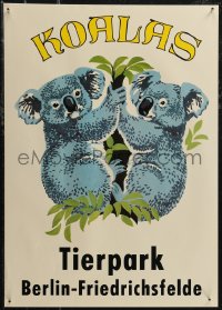 2w0154 TIERPARK BERLIN 17x24 East German special poster 1980s wonderful art of koalas!