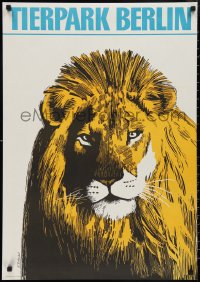 2w0160 TIERPARK BERLIN 24x33 East German special poster 1979 art of lion by K. Rietschell, rare!