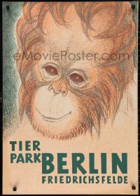 2w0158 TIERPARK BERLIN 23x32 East German special poster 1988 Ulrich Nagel art of orangutan!
