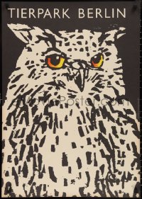 2w0169 TIERPARK BERLIN 23x32 East German special poster 1977 wonderful art of owl by Beier, rare!
