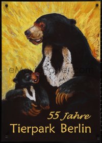 2w0163 TIERPARK BERLIN 24x33 German special poster 2010 art of Sun Bears by Zieger, ultra rare!
