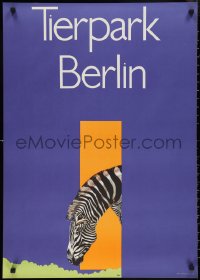2w0165 TIERPARK BERLIN 23x33 East German special poster 1980 art of grazing zebra by R&Z, rare!