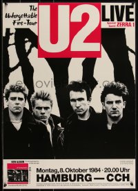 2w0147 U2 LAMINATED 20x28 German music poster 1984 Bono, The Edge, Clayton, Mulin, Unforgettable Fire!