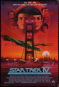 2w1135 STAR TREK IV 1sh 1986 art of Leonard Nimoy, Shatner & Klingon Bird-of-Prey by Bob Peak!