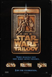 2w1141 STAR WARS TRILOGY 1sh 1997 George Lucas, Empire Strikes Back, Return of the Jedi!