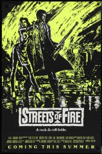 2w1145 STREETS OF FIRE advance 1sh 1984 Walter Hill, Riehm yellow dayglo art, a rock & roll fable!