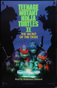 2w1153 TEENAGE MUTANT NINJA TURTLES II teaser DS 25x39 1sh 1991 Secret of the Ooze, borderless design!