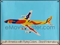 2w0025 BRANIFF INTERNATIONAL AIRWAYS SOUTH AMERICA 32x43 travel poster 1973 colorful Calder art!