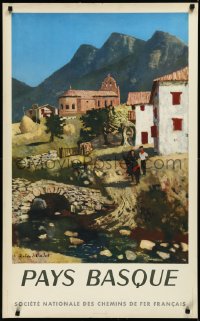 2w0212 FRENCH NATIONAL RAILROADS 25x39 French travel poster 1951 Pays Basque by Roland Oujot!