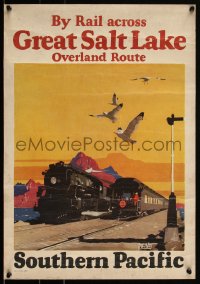 2w0219 SOUTHERN PACIFIC GREAT SALT LAKE 16x23 travel poster 1933 Maurice Logan train art, rare!