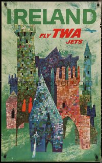 2w0223 TWA IRELAND 25x40 travel poster 1960s Irish travel, David Klein artwork!