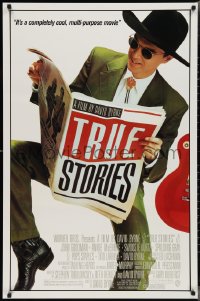 2w1167 TRUE STORIES 1sh 1986 giant image of star & director David Byrne reading newspaper!