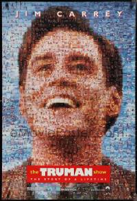 2w1168 TRUMAN SHOW teaser DS 1sh 1998 really cool mosaic art of Jim Carrey, Peter Weir