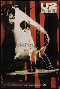 2w1174 U2 RATTLE & HUM int'l 1sh 1988 great image of rockers Bono & The Edge performing on stage!