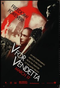2w1179 V FOR VENDETTA teaser 1sh 2005 Wachowskis, Natalie Portman, Hugo Weaving, city in flames!
