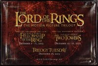 2w0015 LORD OF THE RINGS TRILOGY vinyl banner 2003 Jackson, extended versions, Trilogy Tuesday, rare