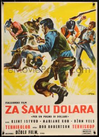 2w0333 FISTFUL OF DOLLARS Yugoslavian 20x27 1965 Leone, Clint Eastwood, different generic Symeoni art!