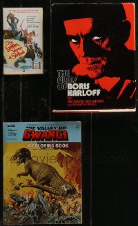 2x0460 LOT OF TWO SOFTCOVER & ONE HARCOVER BOOKS 1970s Boris Karloff, Sinbad, Valley of Gwangi