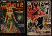 2x0691 LOT OF 2 PULP MAGAZINES 1940s Thrilling Wonder Stories, Amazing Stories!