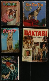 2x0457 LOT OF 5 TV ANIMAL HARDCOVER BOOKS 1940s-1960s Lassie, Rin Tin Tin & more!