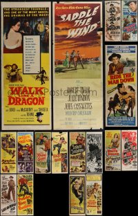2x0879 LOT OF 17 FORMERLY FOLDED COWBOY WESTERN INSERTS 1940s-1960s cool movie images!