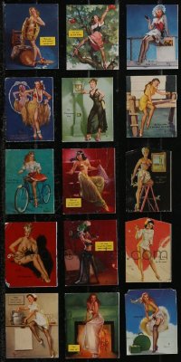 2x0705 LOT OF 15 PIN-UP TRIMMED INK BLOTTERS 1950s each with great art of sexy women!