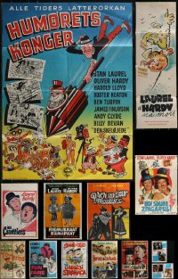 2x0538 LOT OF 13 FOLDED LAUREL & HARDY POSTERS 1950s-1970s great images from their comedy movies!