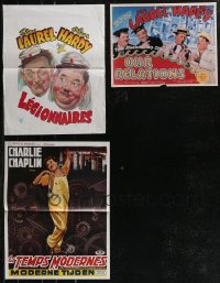 2x0546 LOT OF 3 FOLDED REPRODUCTION POSTERS 1980s Laurel & Hardy and Charlie Chaplin!