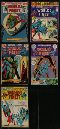 2x0318 LOT OF 5 WORLD'S FINEST COMIC BOOKS 1970s Superman, Batman, shocking switch of super sons!