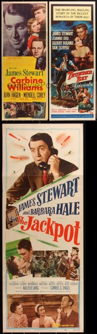 2x0893 LOT OF 3 FORMERLY FOLDED JAMES STEWART INSERTS 1950s great images from his movies!