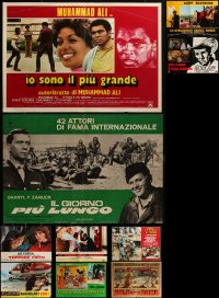 2x0842 LOT OF 13 FORMERLY FOLDED ITALIAN 19X27 PHOTOBUSTAS 1960s-1980s a variety of movie scenes!