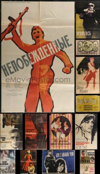 2x0743 LOT OF 13 FORMERLY FOLDED 25X40 RUSSIAN POSTERS 1950s-1970s a variety of cool movie images!