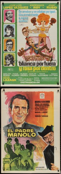 2x0755 LOT OF 2 FORMERLY FOLDED SPANISH POSTERS 1960s-1970s El Padra Manolo, Blanca por fuera!