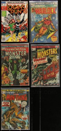 2x0323 LOT OF 5 MARVEL COMICS ENGLISH EDITION COMIC BOOKS 1970s Logan's Run, Warlock, Frankenstein
