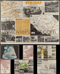 2x0473 LOT OF 5 FOLDED 2-SIDED NEWSMAP 1944 WAR POSTERS 1940s great WWII images & information!