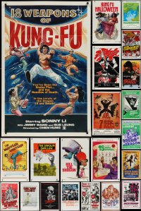 2x0011 LOT OF 57 TRI-FOLDED KUNG FU ONE-SHEETS 1970s-1980s great images from martial arts movies!