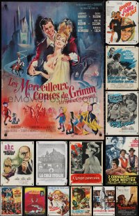2x0758 LOT OF 14 FORMERLY FOLDED FRENCH 23X32 POSTERS 1960s-1970s a variety of cool movie images!