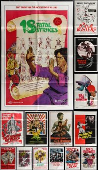 2x0103 LOT OF 18 FOLDED KUNG FU ONE-SHEETS 1970s great images from martial arts movies!