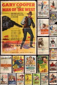 2x0093 LOT OF 23 FOLDED ONE-SHEETS IN LESSER CONDITION 1950s-1960s a variety of cool movie images!