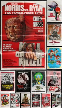 2x0101 LOT OF 20 FOLDED KUNG FU ONE-SHEETS 1970s great images from martial arts movies!
