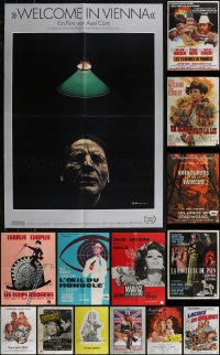 2x0747 LOT OF 16 FORMERLY FOLDED FRENCH 23X32 POSTERS 1960s-1980s a variety of cool movie images!