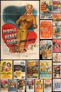 2x0035 LOT OF 72 FOLDED MOSTLY 1940s & 1950s ONE-SHEETS 1940s-1960s great images from a variety of different movies!