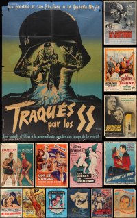 2x0599 LOT OF 16 FOLDED FRENCH ONE-PANELS IN LESSER CONDITION 1940s-1960s cool movie images!