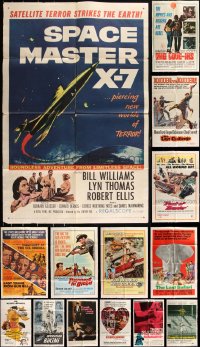 2x0105 LOT OF 17 FOLDED MOSTLY 1950s-1960s ONE-SHEETS 1950s-1960s a variety of cool movie images!