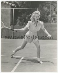 2y1775 CAROLE LANDIS 7.75x9.5 still 1940 playing tennis between scenes of Mystery Sea Raider!