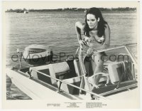 2y1916 THUNDERBALL 8x10.25 still R1971 c/u of sexy Bond Girl Martine Beswick in bikini on boat!