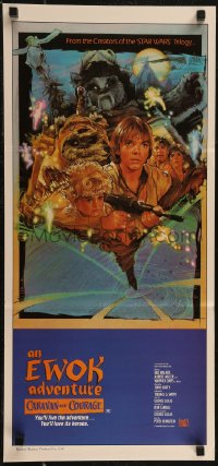 2y0467 CARAVAN OF COURAGE Aust daybill 1984 An Ewok Adventure, Star Wars, art by Drew Struzan!